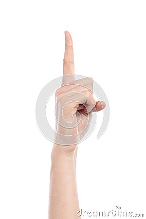 Side view of a woman hand gesturing number one Stock Photo