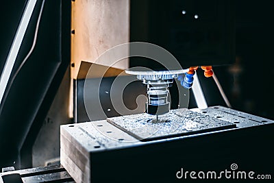 Side view of working CNC milling machine Stock Photo