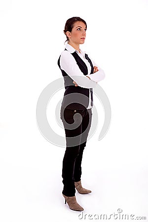 Side view of young businesswoman looking upward Stock Photo