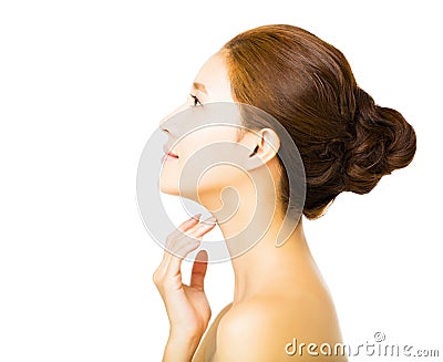 Side view young woman with clean face Stock Photo