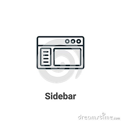 Sidebar outline vector icon. Thin line black sidebar icon, flat vector simple element illustration from editable ui concept Vector Illustration