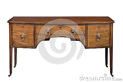 Sideboard cupboard bow fronted mahogany antique with lion handle Stock Photo