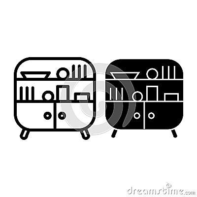 Sideboard line and glyph icon. Cabinet vector illustration isolated on white. Cupboard outline style design, designed Vector Illustration