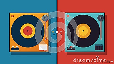 A sidebyside comparison of a record before and after proper turntable tuning highlighting the difference in sound Vector Illustration