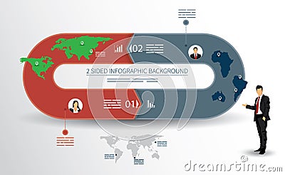 2 sided infographics background Vector Illustration