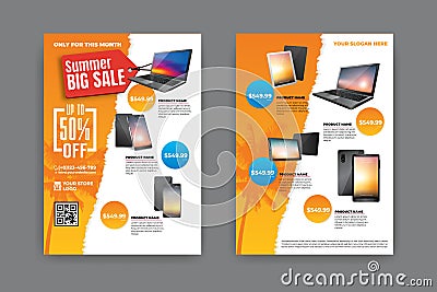 2 sides flyer template for Summer Sale Promotion Vector Illustration