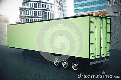 Sideview of green semi-trailer Stock Photo