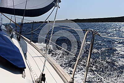Sideview of Sailboat Stock Photo
