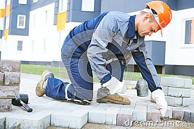 Sidewalk pedestrian pavement construction works Stock Photo