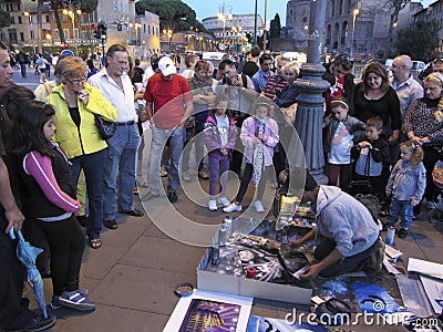 Sidewalk/Street Artist in Rome Italy Editorial Stock Photo