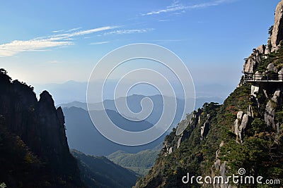 A sideway high in Mount Jiuhua, Nine Glorious Mountains Stock Photo