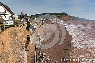 Sidmouth beach and coast Devon England UK view along the Jurassic Coast Stock Photo