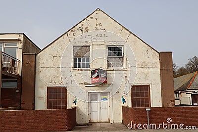 SIDMOUTH, DEVON, ENGLAND - APRIL 1ST 2021: The drill hall at the eastern end of the Esplanade. A building which has been Editorial Stock Photo