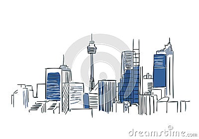 Sidney Australia sketch vector city line art Stock Photo