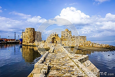 Sidon Crusaders Sea Castle 02 Stock Photo