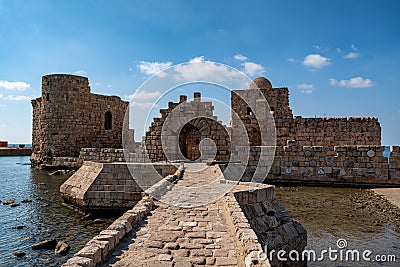 Sidon Sea Castle, built by the Crusaders, Lebanon Stock Photo