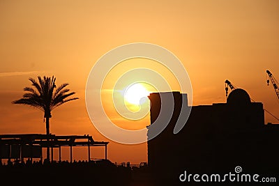 sidon sunset Stock Photo