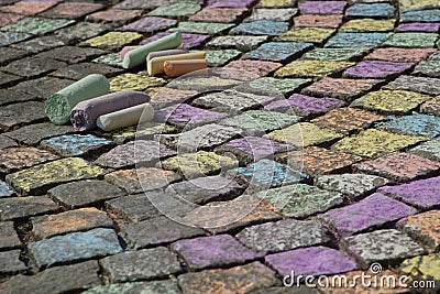 Sidewalk chalk Stock Photo