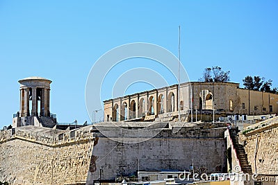 Siege Memorial and Lower Barrakka Gardens, Valletta. Editorial Stock Photo