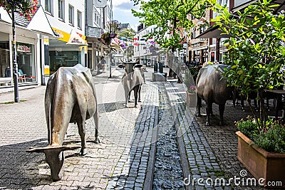 Siegen shopping street with watercourse animals Editorial Stock Photo