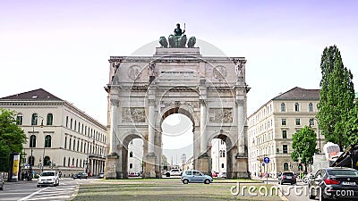 Siegestor Gate In The Background Are Landmarks Of The Munich, Germany ...
