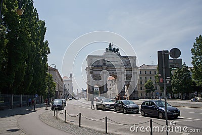 Siegestor in MÃ¼nchen - Sightseeing in MÃ¼chen Bavaria Editorial Stock Photo