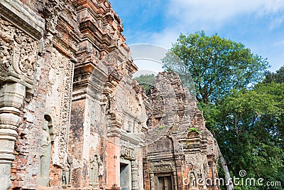 Preah Ko in Roluos temples. a famous Historical site(UNESCO World Heritage) in Siem Reap, Cambodia. Stock Photo