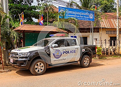 Police post in Siem Reap, Cambodia Editorial Stock Photo