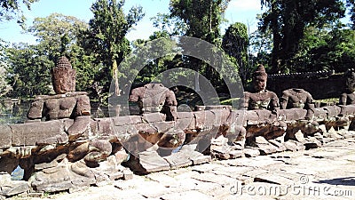 Siem Reap Cambodia temple headless sculpture Stock Photo