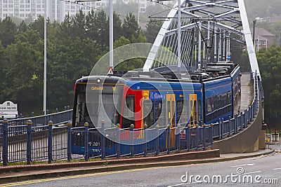 A Siemens-Duewag Supertram in Sheffield England Editorial Stock Photo