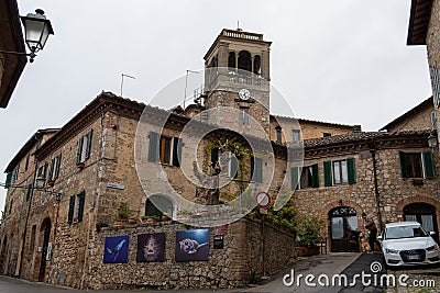 Photo exhibition in the historic center of Sovicille, Tuscany, Italy Editorial Stock Photo