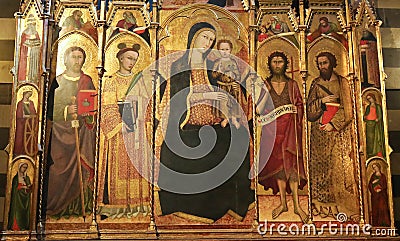 Siena Baptistery - Medieval Polyptich Stock Photo