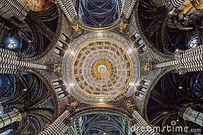 Siena dome cathedral interior ceiling view Stock Photo