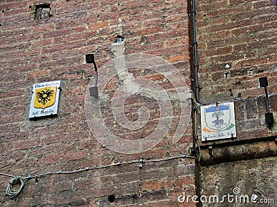 Two district in Siena - Eagle and Forest, Italy Editorial Stock Photo