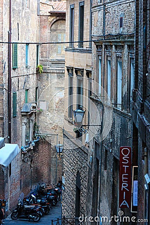 Siena street scene, Tuscany, Italy Editorial Stock Photo