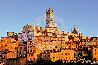 Siena, Italy at sunset Stock Photo