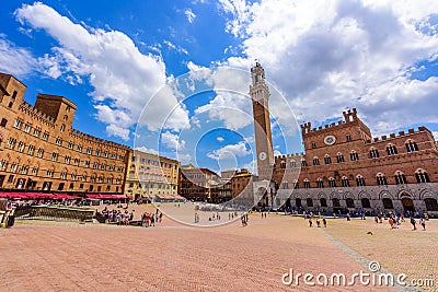 Siena - Piazza del Campo - old historic city in Italy Editorial Stock Photo