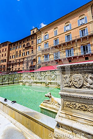 Siena - Piazza del Campo - old historic city in Italy Editorial Stock Photo