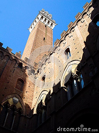 Siena tower, Palazzo Pubblico, Italy Editorial Stock Photo