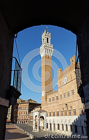 Siena tower and square Stock Photo