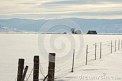 Sierra Valley ranch in Winter. Stock Photo