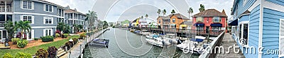 SIESTA BEACH, FL - FEBRUARY 2016: Panoramic view of colourful ho Editorial Stock Photo