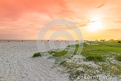 Siesta Key Beach at sunset in Florida Stock Photo