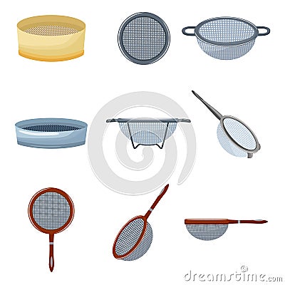 Sieve icons set cartoon vector. Sifter colander Vector Illustration