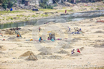 Sieving gravel Editorial Stock Photo