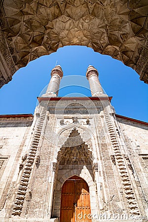 Sifaiye Madrasa and Cifte Minaret Madrasa in Sivas Stock Photo