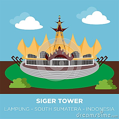 Siger Tower is a tower which is also the zero point in southern Sumatra Stock Photo