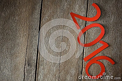 Sigh symbol from number 2016 on old retro vintage style wooden t Stock Photo