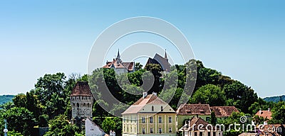 Sighisoara and Biserica din Deal Stock Photo