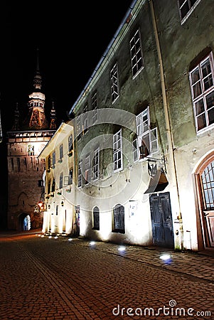 Sighisoara main street Stock Photo